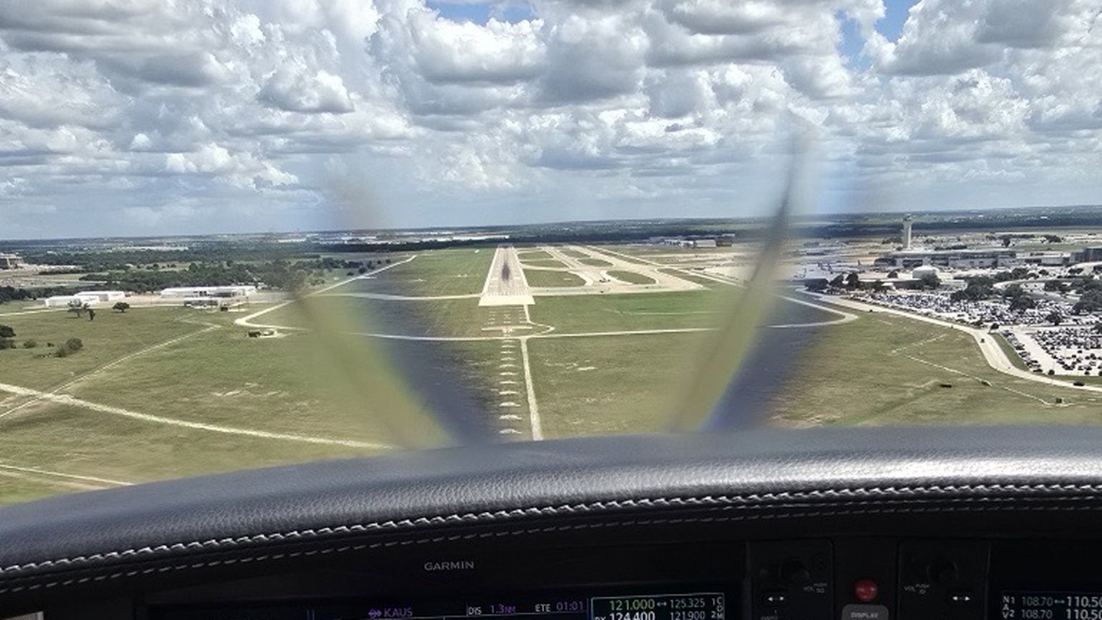 Final approach from the cockpit